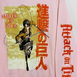 Attack on Titan Season 3 Men's Graphic Tee Big and Tall Size 2X Long Sleeve Pink